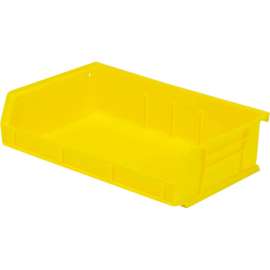 Quantum Storage 11"W x 7-3/8"D x 3"H Ultra Series Stack and Hang Bin, Yellow, Polypropylene, 3 Slots