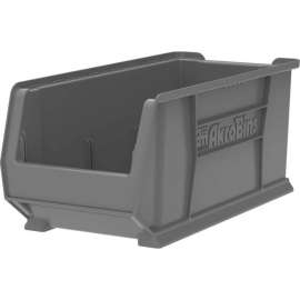 Akro-Mils Super-Size AkroBin Plastic Stacking Bin, 11"W x 23-7/8"D x 10"H, Gray