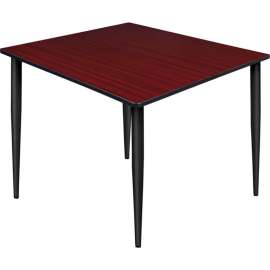 Regency Kahlo 48" Square Multipurpose Breakroom Tapered Leg Table, Mahogany/ Black