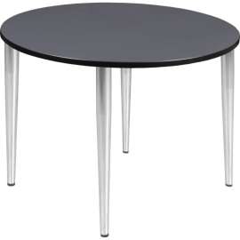 Regency Kahlo 48" Round Multipurpose Breakroom Tapered Leg Table, Grey/ Chrome