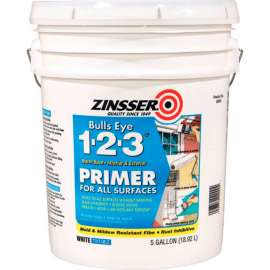 Zinsser Bulls Eye 1-2-3 Water-Base Primer, White 5 Gallon Pail - 2000