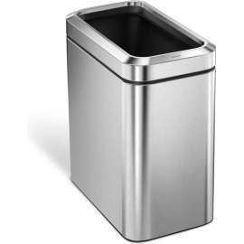 Simplehuman Steel Slim Open Top Trash Can, 6.6 Gallon, Brushed Stainless
