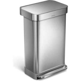 simplehuman Rectangular Step Can - 12 Gallon Brushed Stainless Steel - CW2024