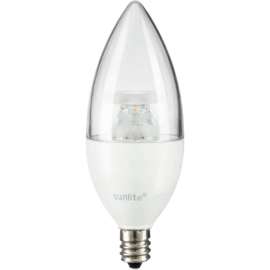 Sunlite LED B11 Bulb, Clear Torpedo Tip, 120V, 4.5W, Candelabra Screw Base, 5000K, Daylight