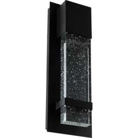 Sunlite LED Wall Sconce w/ Rain Glass Panel, 13-3/4" Tall 5" Wide, 9W, Black Finish, Super White