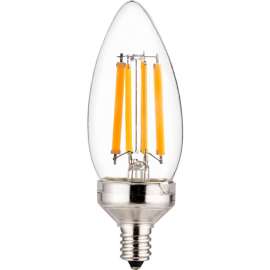 Sunlite B11 LED Chandelier Light Bulb, Candelabra Base, 8.8W, 800 Lumens, 3000K, Warm White