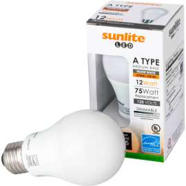 Sunlite LED Light Bulb, 12W, 1100 Lumens, Twist & Lock Base, Dimmable, Super White, 2-Pack