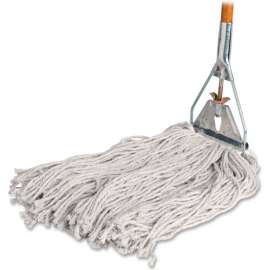 Genuine Joe Wet Mop, 4-Ply, 15/16"x60" Wood Handle, 24 oz., Natural Cotton, GJO54201