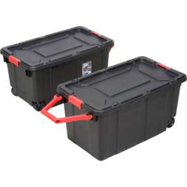 Sterilite Wheeled Industrial Tote - Black/Racer Red 40 Gallon 36-3/4"L x 21-3/8"W x 18"H