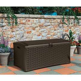Suncast DBW7000 Resin Wicker Outdoor Storage Deck Box 71.7 Gallon 47-1/2"L x 23-1/2"W x 21-1/2"H