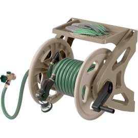 Hose Handler Wall-Mount Hose Reel With Tray - Dark Taupe