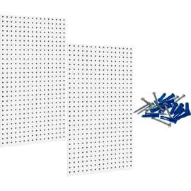 Triton Products 24"W x 42-1/2"H White Epoxy, Steel Square Hole Pegboards w/ Mounting Hardware