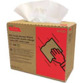 Cascades PRO Tuff-Job Double Recrepe Wipers, 9-3/4" x 16-1/2", White, 100/Box, 8 Box/Carton