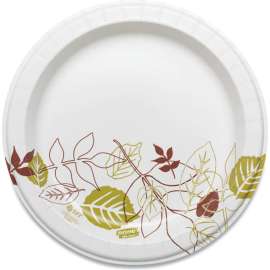 Dixie Pathways Paper Plates, Wise Size, 8-1/2" Dia., Green/Burgundy, Pack of 500