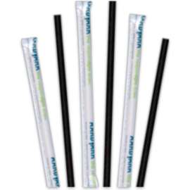 Hoffmaster Aardvark Paper Straws, 5-3/4"L, Black, Pack of 3200