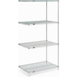 Nexel Stainless Steel, 4 Tier, Wire Shelving Add-On Unit, 36"W x 18"D x 74"H