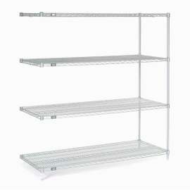 Nexel Stainless Steel, 4 Tier, Wire Shelving Add-On Unit, 60"W x 24"D x 63"H