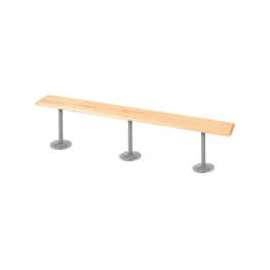 Global Industrial Locker Room Bench, Hardwood With Steel Tube Pedestal Legs, 120 x 9-1/2 x 17