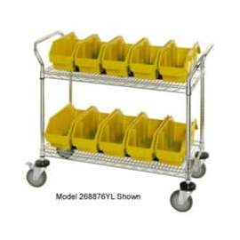 Quantum WRC3-1836-1867 Chrome Wire Mobile Cart With 15 QuickPick Double Open Bins Yellow 36"x18"x38"