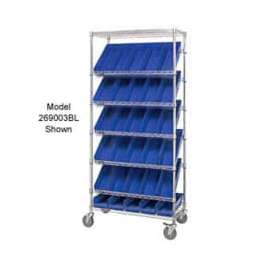 Global Industrial Easy Access Slant Shelf Chrome Wire Cart, 48 4"H Shelf Bins BL, 36Lx18Wx74H