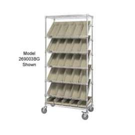 Global Industrial Easy Access Slant Shelf Chrome Wire Cart 24 4"H Shelf Bins Ivory 36Lx18Wx74H