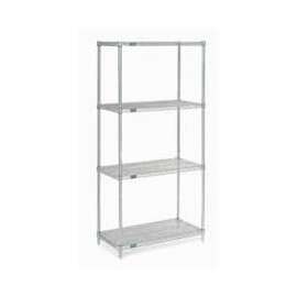 Nexel Stainless Steel, 4 Tier, Wire Shelving Starter Unit, 48"W x 24"D x 86"H