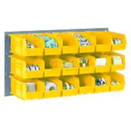 Global Industrial Wall Bin Rack Panel 36 x19 - 8 Yellow 8-1/4x11x7 Stacking Bins