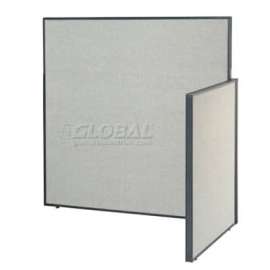 Interion Pre-Configured Office Cubicle - 5'W x 4'D x 60"H - Add-On Kit - Gray