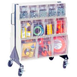 Quantum Mobile Tip Out Bin Floor Stand QFS224-24+QFS400- Double Sided 24" H Gray
