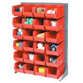 Global Industrial Singled Sided Louvered Bin Rack 35 x 15 x 50 - 48 Red Premium Stacking Bins