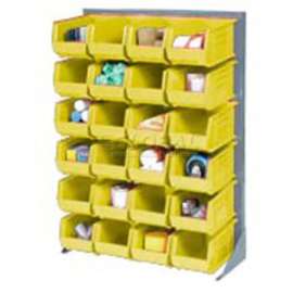 Global Industrial Singled Sided Louvered Bin Rack 35x15x50 - 12 Yellow Premium Stacking Bins