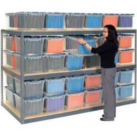Record Storage Rack 96"W x 48"D x 84"H With Polyethylene File Boxes - Gray