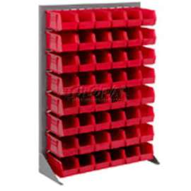Global Industrial Louvered Bin Rack w/ 32(B), 8(E), 2(H) Red Bins, 36"W x 15"D x 50"H