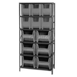 Quantum QSBU-600800 Shelving With 12 Giant Hopper Bins Gray, 36x18x75