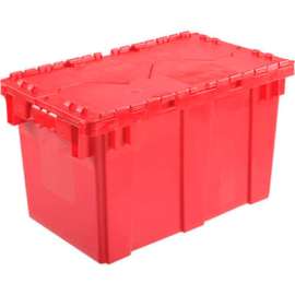 Global Industrial Plastic Attached Lid Shipping & Storage Container DC2213-12 22-3/8x13x13 Red