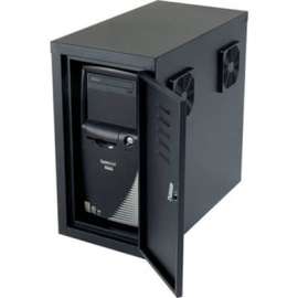 Global Industrial Orbit CPU Side Cabinet with Front/Rear Doors and 2 Exhaust Fans - Black
