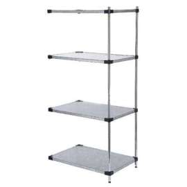 Nexel Galvanized Steel, 4 Tier, Solid Shelving Add-On Unit, 60"Wx24"Dx54"H