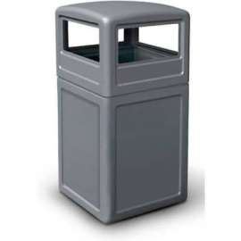 PolyTec Square Waste Container with Dome Lid, Gray, 42-Gallon