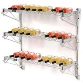Wine Bottle Rack - Single Wide 3 Shelf Wall Mount 36 Bottle 48"W x 14"D x 34"H