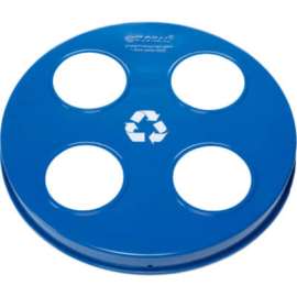 Global Industrial Steel Multi-Stream Lid For 36 Gallon Trash Can, Blue w/ Recycle Logos