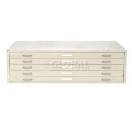 Interion - Blueprint Flat File Cabinet 5 Drawer - 41W Putty