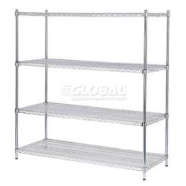 Nexel Poly-Z-Brite, 4 Tier, Quick Adjust, Wire Shelving Starter Unit, 60"W x 24"D x 54"H