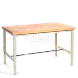 Global Industrial 72 x 30 Adjustable Height Workbench Square Tube Leg - Birch Square Edge Tan