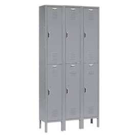 Global Industrial Paramount 2-Tier 6 Door Locker, 12"Wx15"Dx36"H, Gray, Unassembled