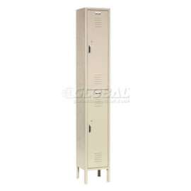 Global Industrial Paramount 2-Tier 2 Door Locker, 12"Wx12"Dx36"H, Tan, Unassembled