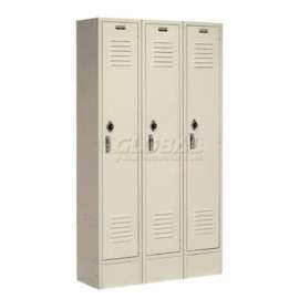 Global Industrial Paramount 1-Tier 3 Door Locker, 12"Wx18"Dx60"H, Tan, Unassembled
