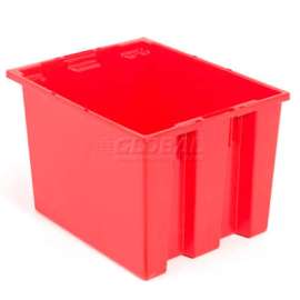 Global Industrial Stack and Nest Storage Container SNT190 No Lid 19-1/2 x 15-1/2 x 10, Red