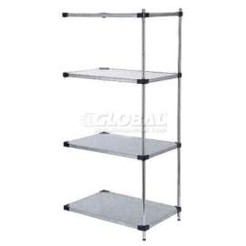 Nexel Galvanized Steel, 4 Tier, Solid Shelving Add-On Unit, 72"Wx18"Dx63"H