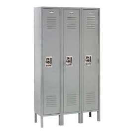Global Industrial Infinity 1-Tier 3 Door Locker, 12"Wx15"Dx60"H, Gray, Unassembled