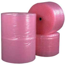 Global Industrial Perforated Anti Static Bubble Roll, 12"W x 250'L x 1/2" Thick, Pink, 4/Pk